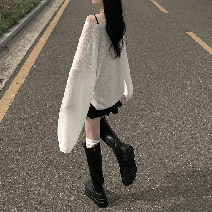 [햇빛차단☀️/왕오버핏!] 보호본능 왕박시 브이넥 여름 벌룬 가디건 빅사이즈 체형커버 살안타템 여행룩 상세 이미지 6