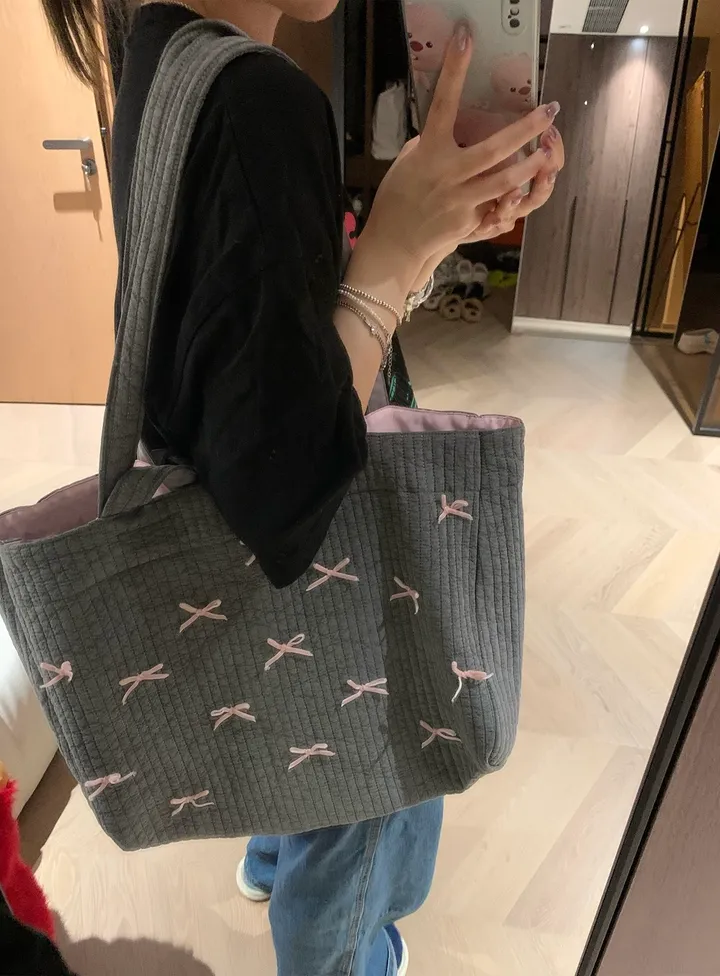 발레코어 핑크레이 토트백 데일리백 상세 이미지 11
