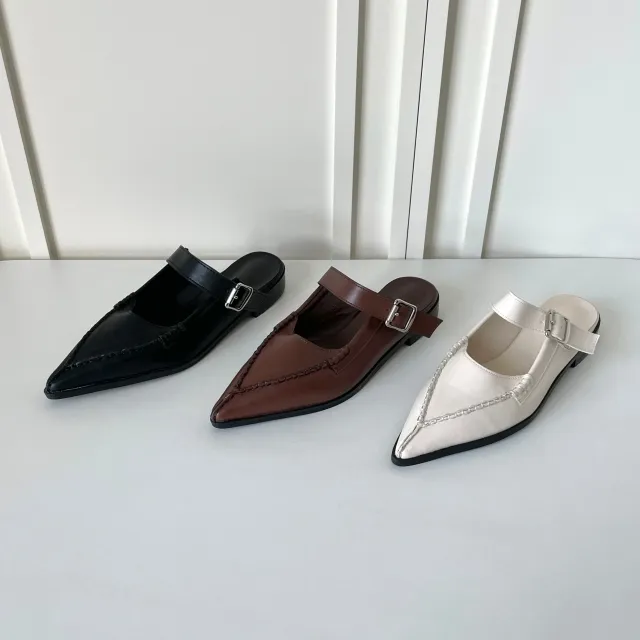 [굽1.5cm] 코세르 블로퍼 (3color) / 뮬 슬리퍼 로퍼 구두 단화 플랫 뾰족코 브이코 버클 사무실 상세 이미지 2