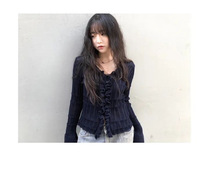 ruffle lyocell knit cardigan (2color) / 러플 라이오셀 니트 가디건 상세 이미지 11