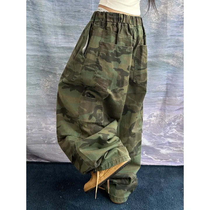 [UNISEX/소장추천!]밀리터리 카모 카펜더 스트랩 포인트 핀턱 와이드 벌룬 팬츠(2color/3-5일 여유주문) 상세 이미지 9