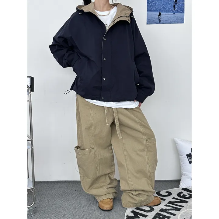 [UNISEX]라코 컬러 배색 포인트 빈티지 후드 야상 점퍼 자켓(3color) 상세 이미지 31