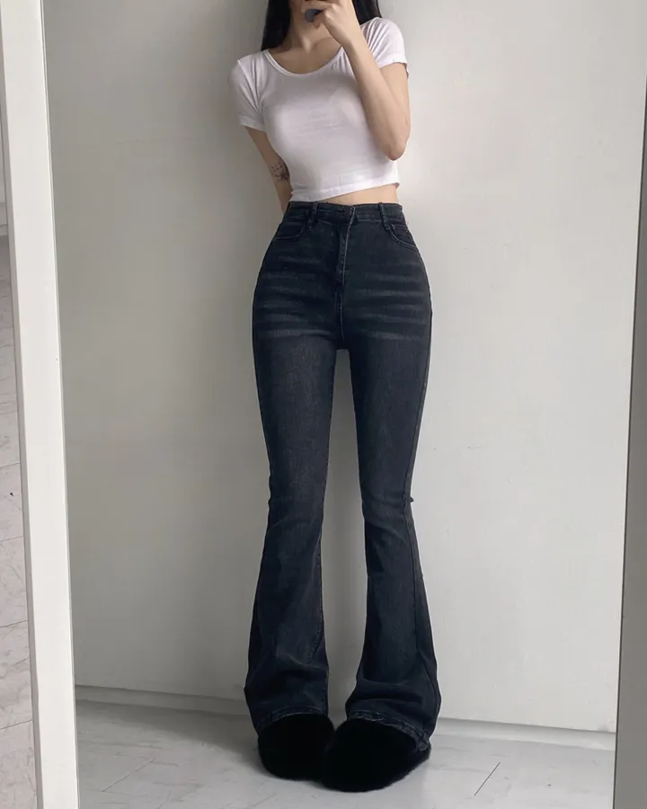 [인생팬츠/기장선택/~2XL] 빈티지 워싱 스판 하이웨스트 부츠컷 데님 롱 팬츠 - 6color 상세 이미지 66