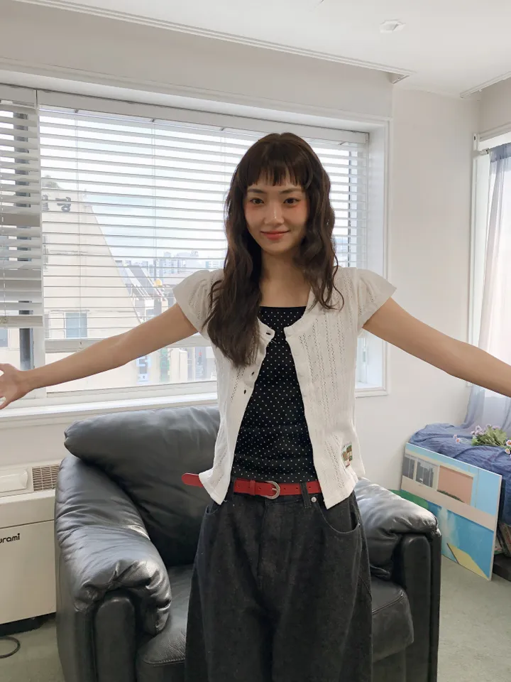 밤비 빈티지 펀칭 반팔 가디건 상세 이미지 32
