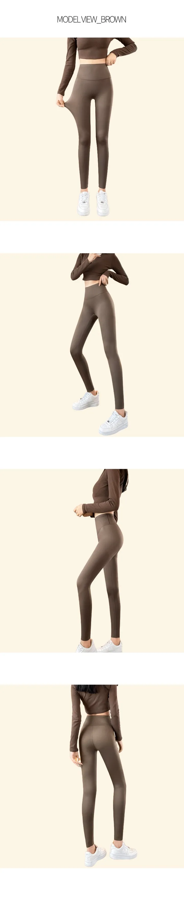 핑크셀럽 여성 요가 필라테스 노Y존 빅사이즈 겨울 기모 탄력 레깅스 9부 상세 이미지 14