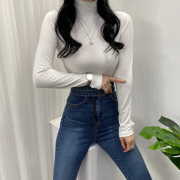 🚀당일발송🚀[6천장돌파/기모선택/묶음할인] 봄 가을 겨울 메이 부들 여리 폴라 티셔츠 이너티 상세 이미지 57