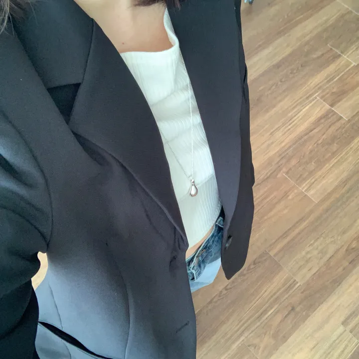 볼드 물방울 실버 롱 목걸이 넥크리스 상세 이미지 6