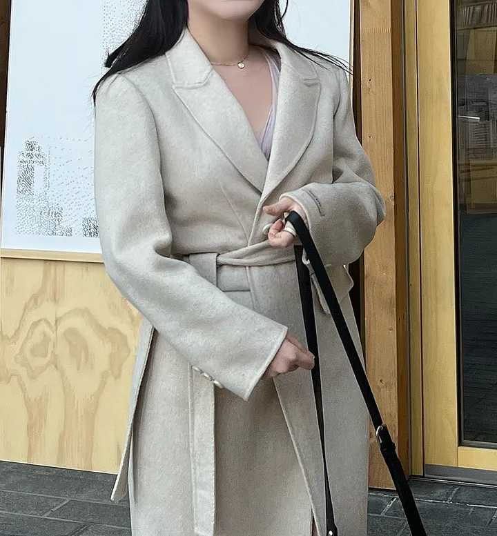 [최저가 진행! 패딩조끼 SET] 브리앙 울 90% 핸드메이드 누빔 벨트 패딩 안감 탈부착 고급 롱 코트 상세 이미지 7