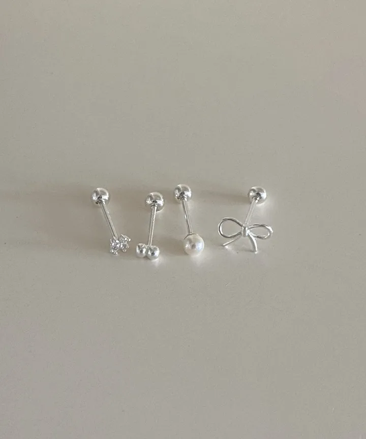 [925silver/4set] charlotte 리본 진주 큐빅 볼 925실버 피어싱세트 상세 이미지 21