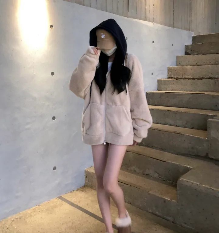 당일🚀[보온성갑/남여공용] 포근 양털 보들 플리스 투웨이 집업 곰돌이 후드 후리스 상세 이미지 34