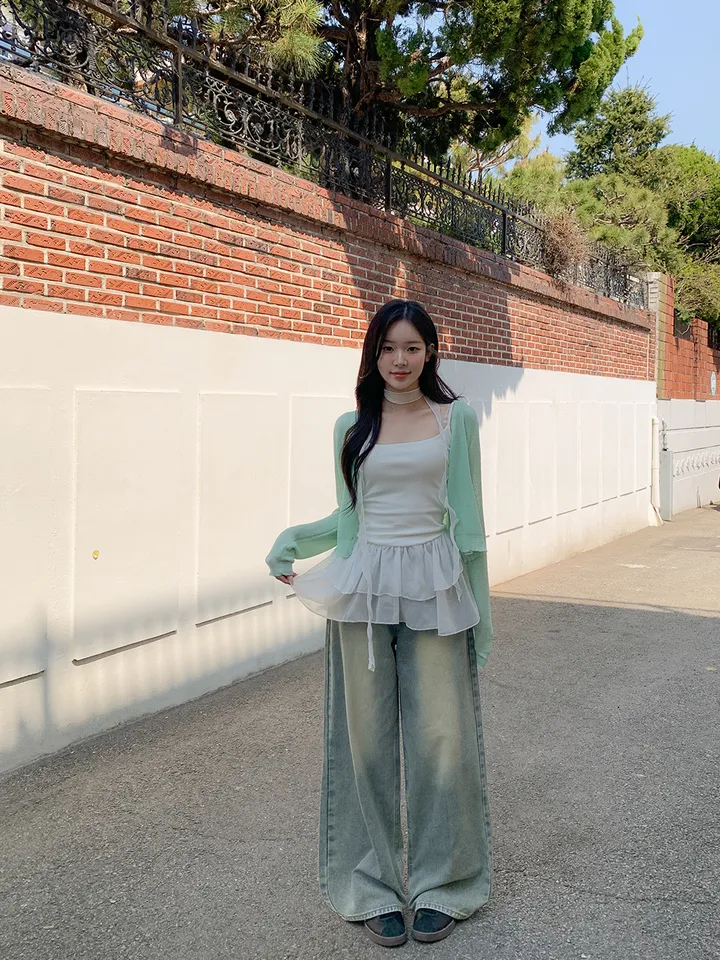 [여름까지🩵/핏강추] 르비 시스루 여리핏 세미 크롭 브이넥 긴팔 가디건 5colors 상세 이미지 50