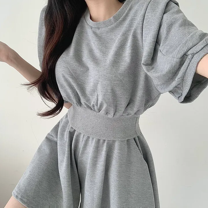 [치마바지/상하의SET] 로로 퍼프소매 반팔맨투맨 + 치마바지 투피스set 상세 이미지 10