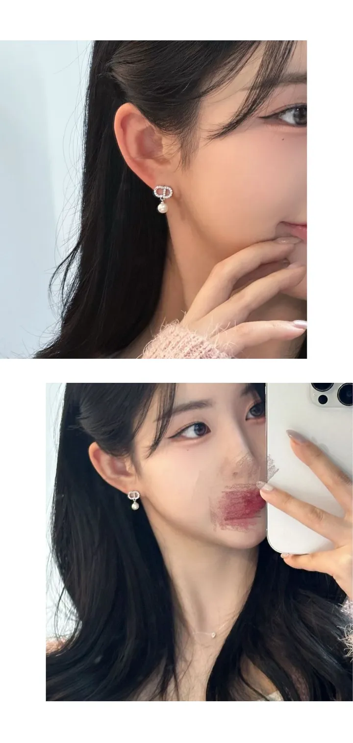 [주문폭주] CD이니셜 큐빅 진주 귀걸이 상세 이미지 4