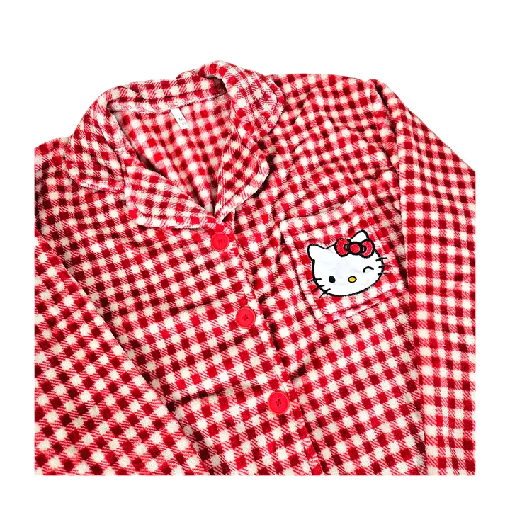 윙크 키티 체크 수면 잠옷 겨울 파자마 홈웨어 (2color) 상세 이미지 9