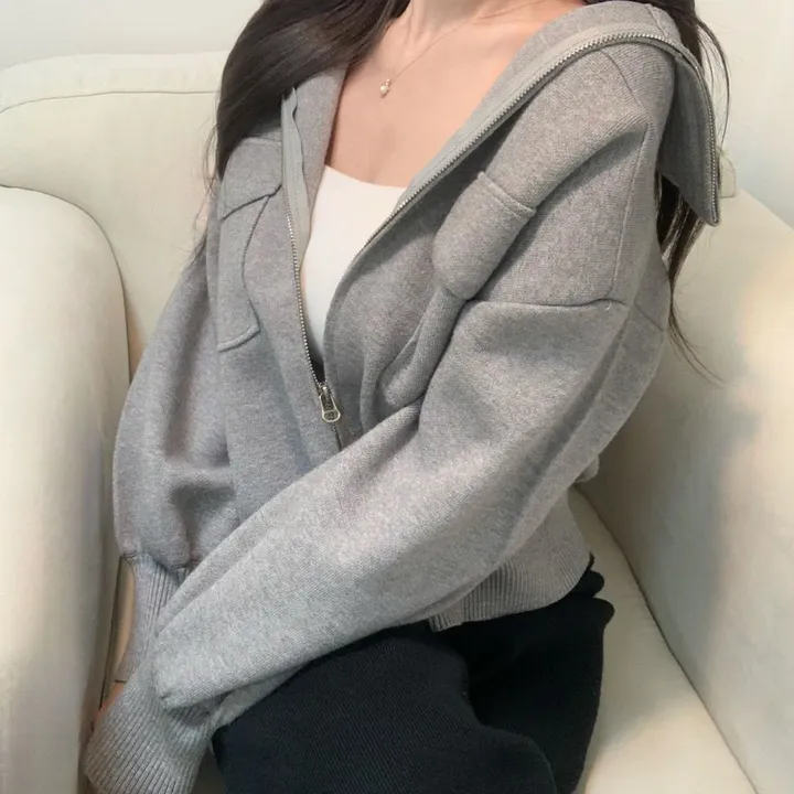 봄신상 고퀄리티 벌룬소매 아방핏 집업니트가디건  4COLOR 상세 이미지 19