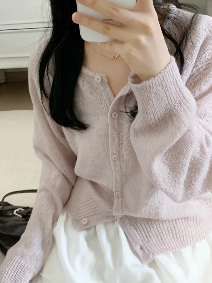 [보송/여리핏☁️] 바스 모헤어 가디건 (5color) 봄가디건/여름옷/데일리룩/데이트룩/벚꽃/나들이룩/핑크/니트/피크닉룩 상세 이미지 16