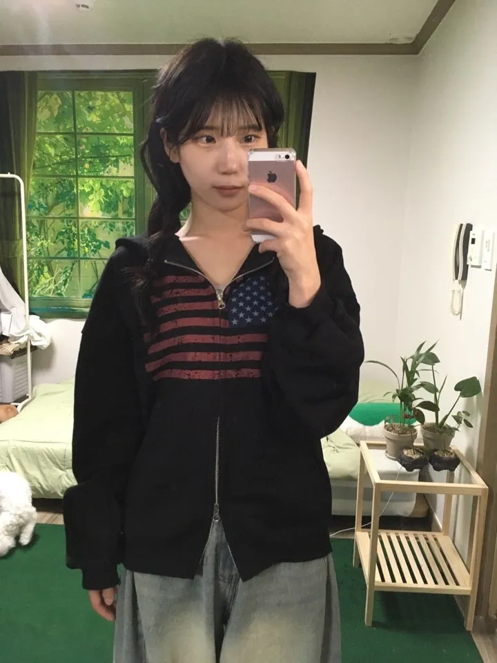 [최저가‎]⋆˚✿˖°아메리칸 성조기 미국 투웨이 후드 집업(2color) 상세 이미지 9