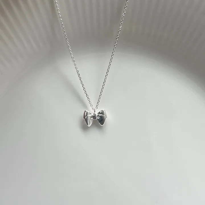 [925silver] 심플 리본 목걸이 상세 이미지 2