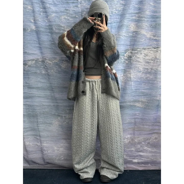 누빔🌡️[UNISEX/소장추천!]퀼트 블랭킷 웜업 케이블 포인트 윈터 루즈 와이드 트레이닝 팬츠(4color/5-7일 여유주문) 상세 이미지 14