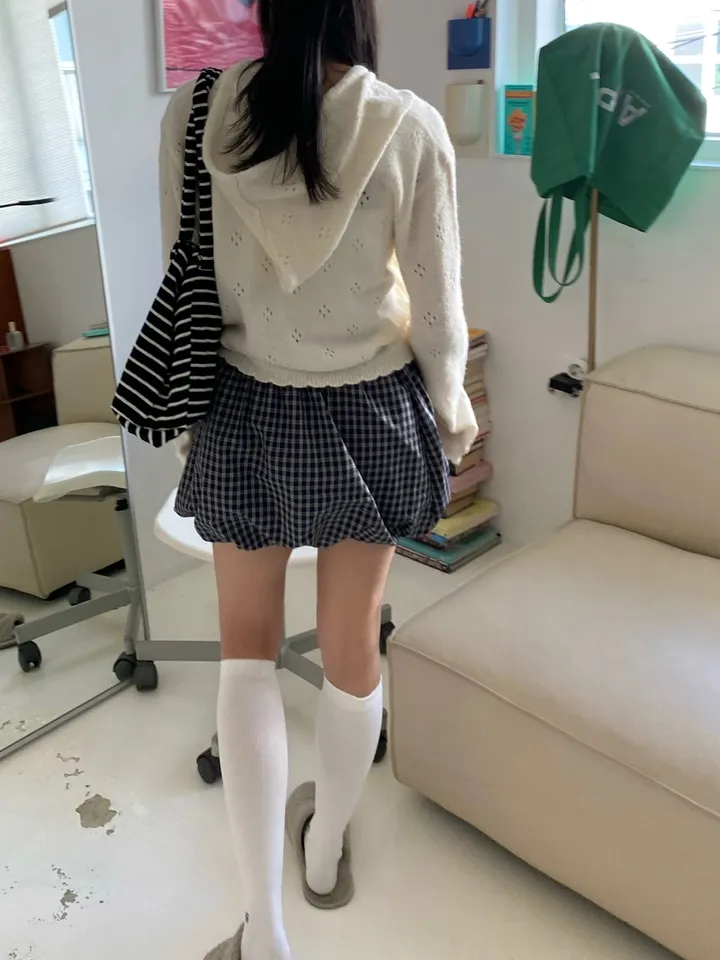 [💖뽀송/주문폭주]버터 플라워 펀칭 루즈핏 아방핏 단추 여리여리 니트 후드 가디건 상세 이미지 19