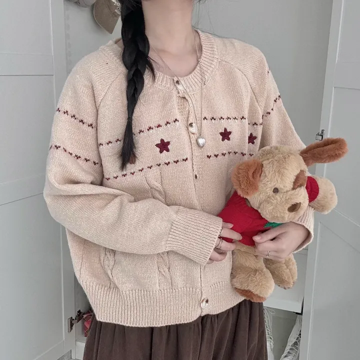 주문폭주🔥 [러블리~🧸/도토리🌰] 빈티지 자수 꽈배기 케이블 가디건 봄 가을 겨울 니트 상세 이미지 21