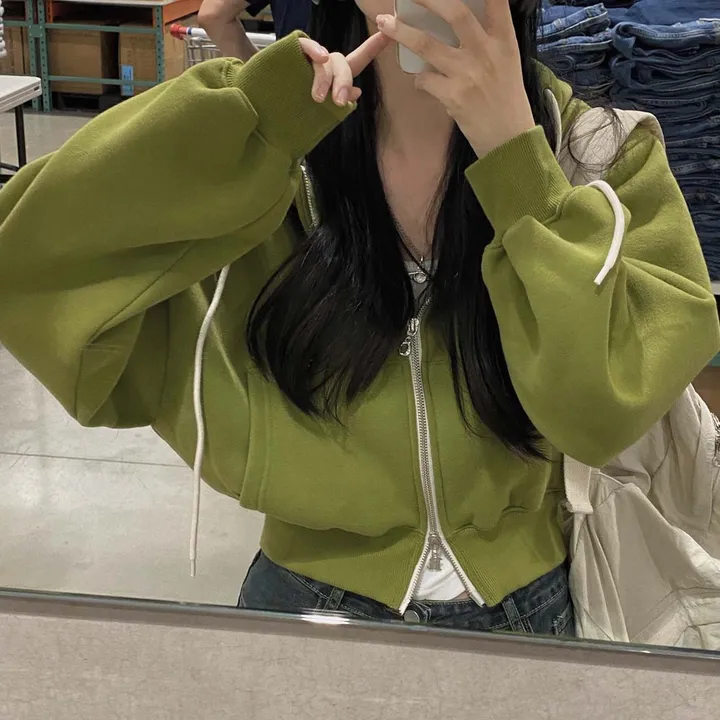 [완전인기✨/백염컬러 당일출고!] 자체제작 크치Made 꿈에 나온 핏, 투웨이 양기모 크롭 후드집업 ver 아우터 자켓 - zipup 상세 이미지 34