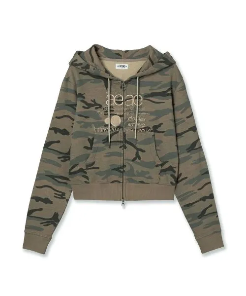 에이이에이이 국내정품 aeae 에이이에이이 WEB LOGO CROP HOOD ZIP UP