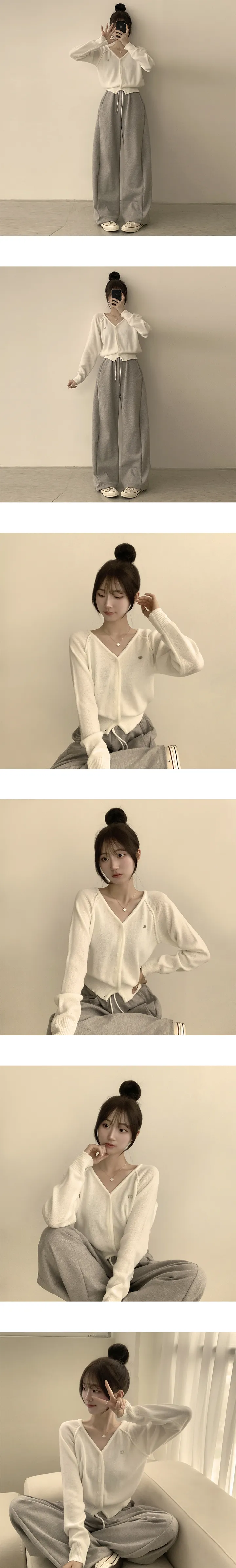 [NEW✨/자신있는추천] 고급진 무드의, 와펜 봄 브이넥 긴팔 데일리 팬던트 루즈핏 베이직 니트 가디건 데일리 아우터 6color 상세 이미지 4