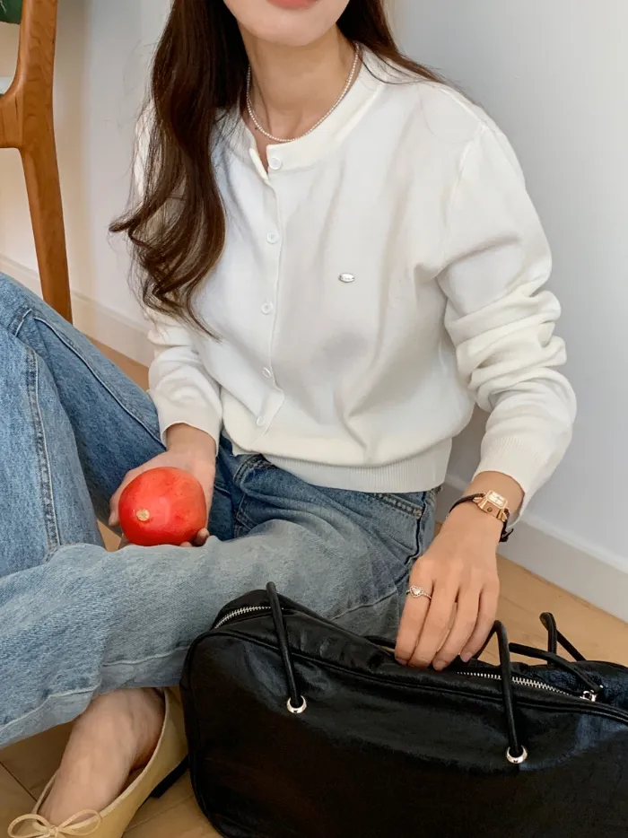 그니아❤️ 무지 베이직 데일리 라운드넥 가디건 6color 상세 이미지 6