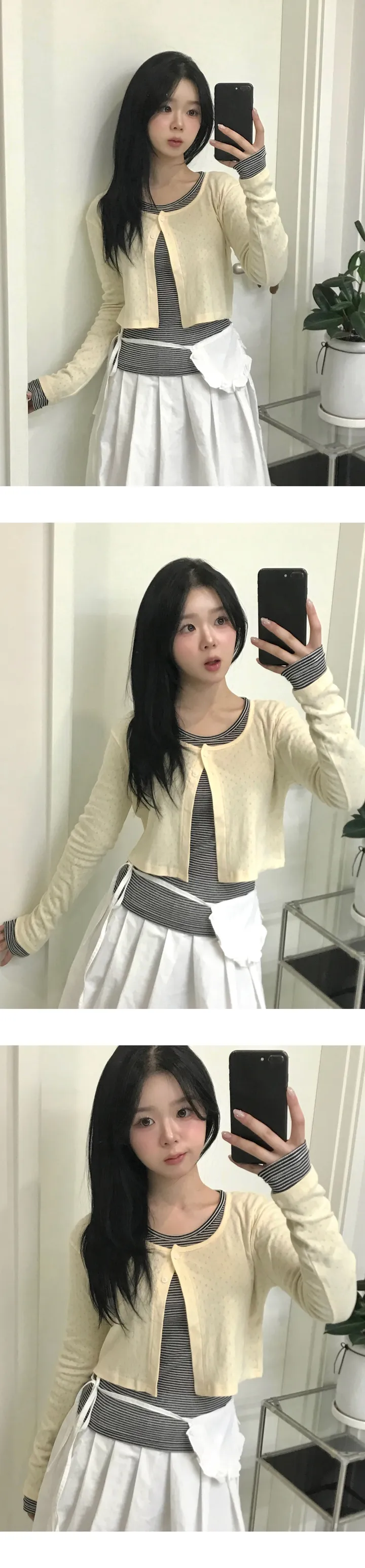 펀칭 크롭 투버튼 가디건  3color 상세 이미지 7