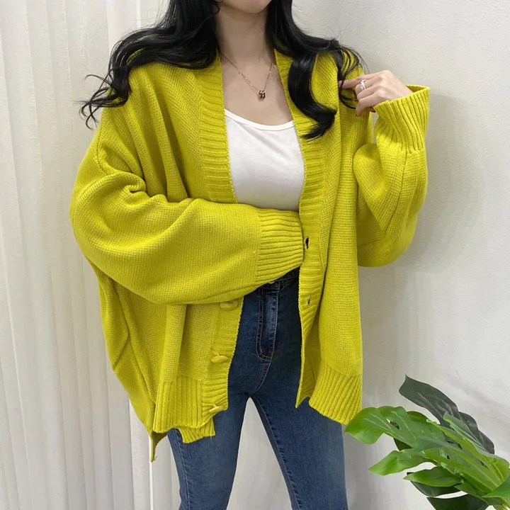 🚀당일발송-레드/블랙🚀[고퀄/데일리룩] 봄🌸 가을 디얼 터크 언발 오버핏 니트 가디건 상세 이미지 4