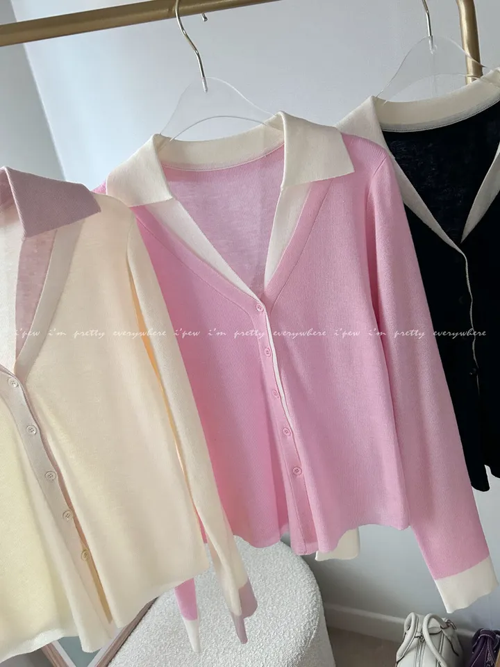 (강추)브리에 카라 배색 니트 가디건 -3color / 맨투맨 후드 집업 청바지 데님 원피스 3부팬츠 반바지 상세 이미지 44