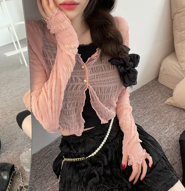 러핀 레이스 시스루 워머 가디건 상세 이미지 17