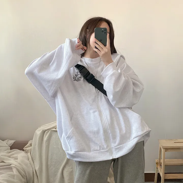 봄신상![넉넉/오버핏] 그래픽 뒷프린팅 레터링 오버 후드집업 4color 상세 이미지 7