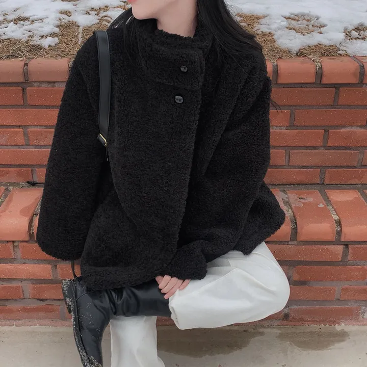 [왕아방핏🤎/주문폭주✨]후회없는 선택,푸들 양털 오버핏 하프 스웨이드 퍼자켓,코트 상세 이미지 67