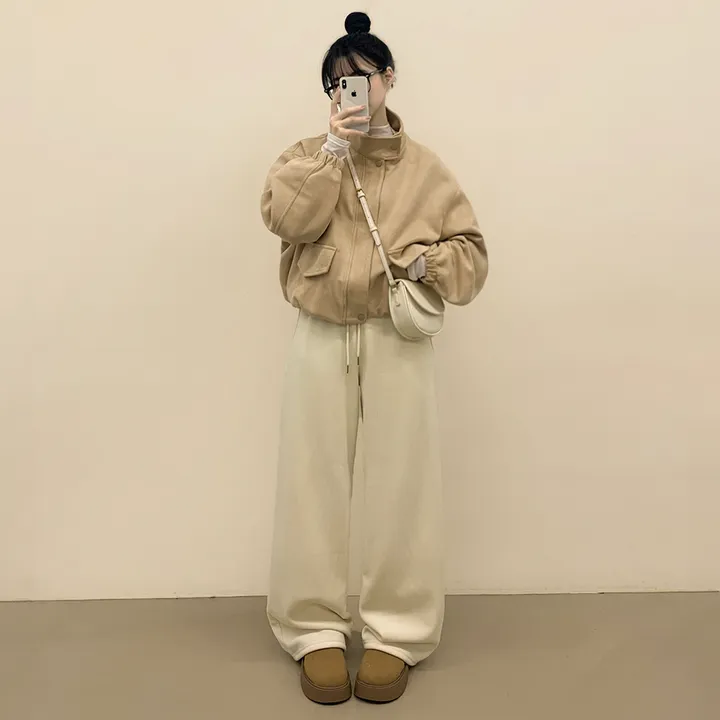 [아방핏!/부드러움] 스웨이드 하이넥 크롭 벌룬 숏자켓 점퍼 상세 이미지 11