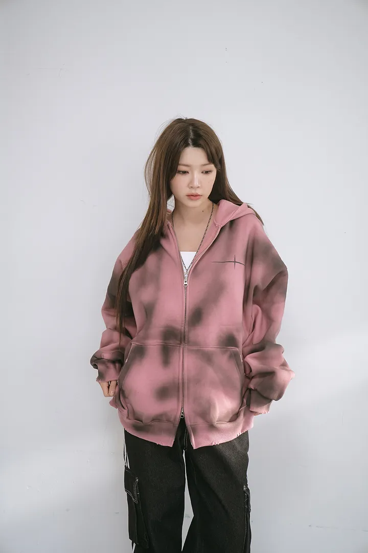 [UNISEX] 빈티지 워싱 더티 투웨이 후드집업 크롭 워싱  피그먼트 오버핏  핸드워머  커플룩 스트릿룩 빈티지룩 남여공용 유니섹스 크롭집업  빅사이즈 유니크 봄신상신상 물나염 상세 이미지 33