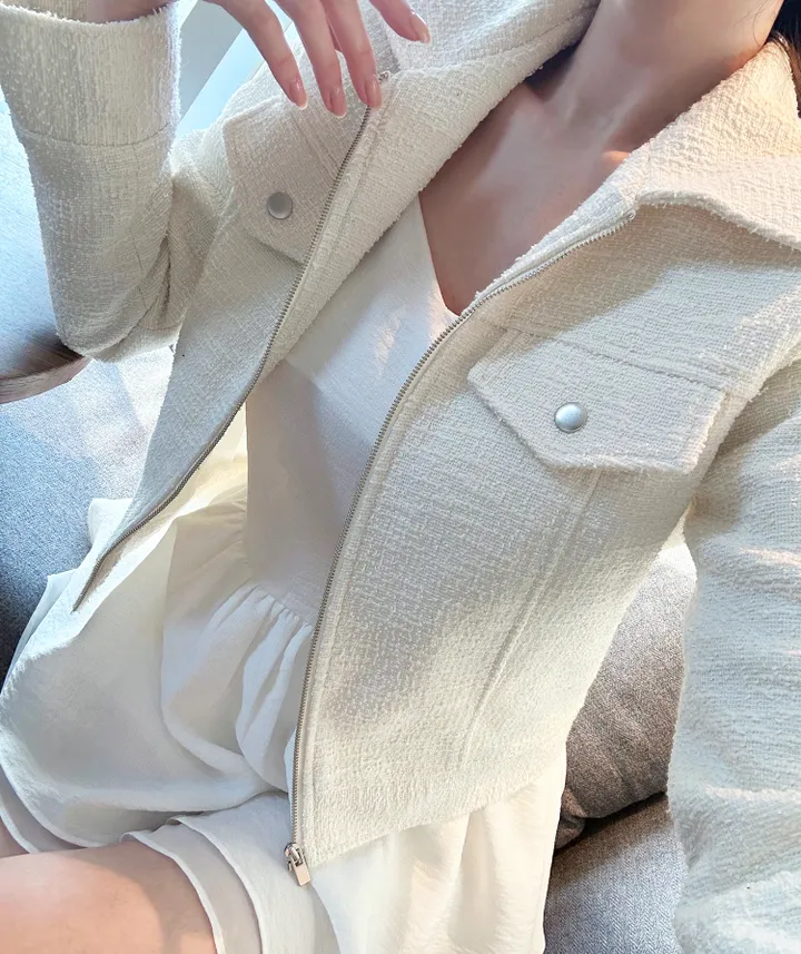 🤍슬림핏/고퀄리티🤍 슬림 포켓 카라 트위드자켓 봄자켓 상세 이미지 13