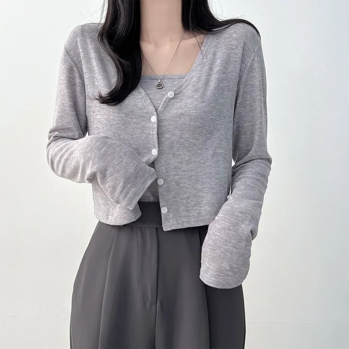 [set] 손등을 덮는 여리함 나시가디건 상세 이미지 10