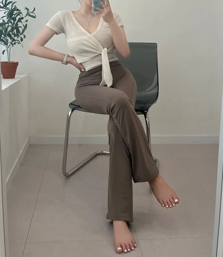 [강력추천/인생핏]하이웨스트 부츠컷 레깅스 세미부츠컷 에슬레져 요가 필라테스 헬스 러닝 골프 테니스 운동복 연습복 데일리 상세 이미지 16