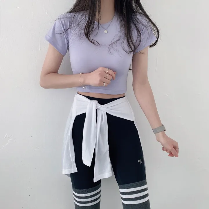 [쿨원단/크롭ver] 쿨 아이스 냉장고 필라테스 운동복 슬림 크롭 숏 반팔 티셔츠 상세 이미지 29