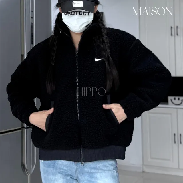 나이키 스우시 셰르파 플리스 뽀글이 자켓 블랙 DR5629-010 상세 이미지 3
