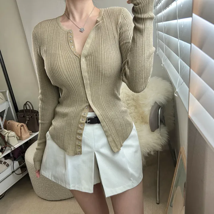 (강추)쫀쫀 슬림 골지 똑딱이 가디건 -3color / 3부팬츠 반바지 치마바지 데님 청바지 원피스 후드 맨투맨 상세 이미지 14