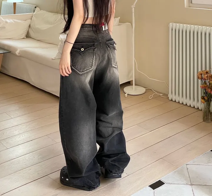 (OOTJ)린지 포켓 와이드 데미지 롱 블랙 데님 팬츠 one color/2 Size 상세 이미지 23