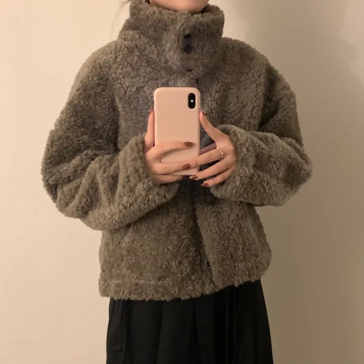 [문의폭주🐻] 베어 버튼 뽀글이 퍼 숏코트 자켓 / 누빔 코트 자켓 - 3color 상세 이미지 15