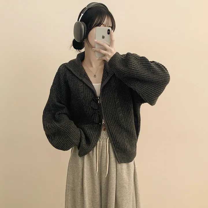 [도톰따뜻🩶고퀄!] 아방핏 투웨이 꽈배기 니트집업 오버핏 가디건 상세 이미지 19