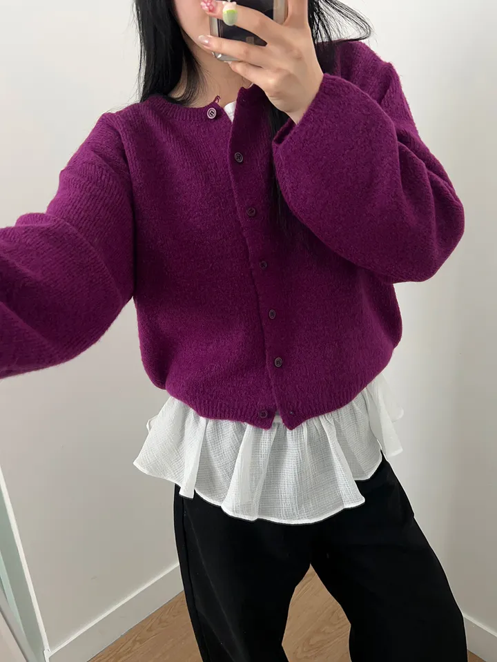 MD픽💜 엘가 라운드 세미크롭 니트 가디건(9color) 상세 이미지 4