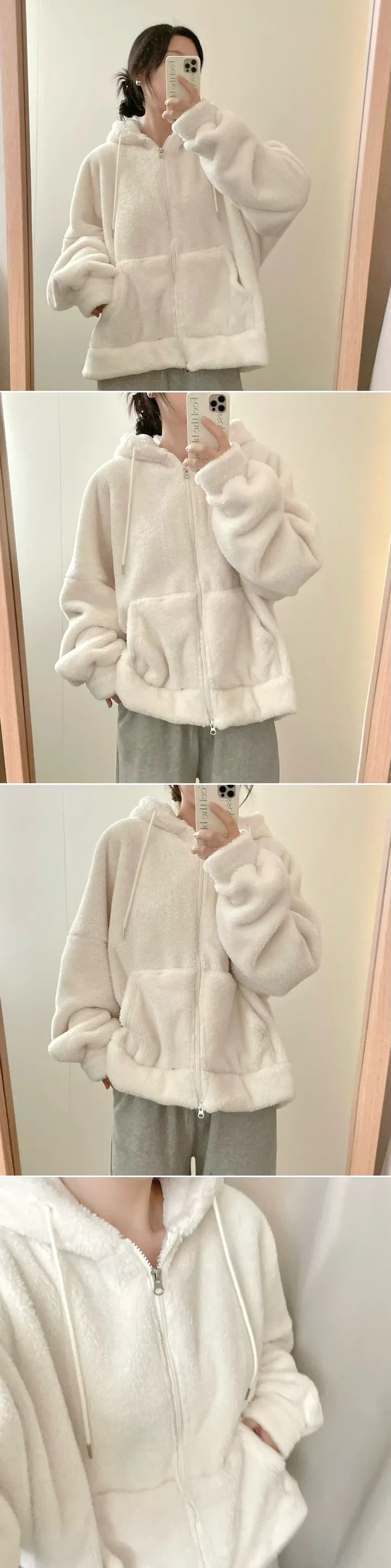 (5col) (두꺼워요) 오버핏 후리스 후드 집업 상세 이미지 2