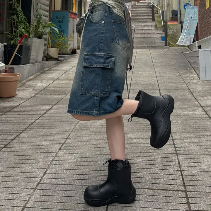[버뮤다입문👖S~XL] *허리조절* 빈티지 워싱 카고 데님 버뮤다 반바지 5부 숏 팬츠 봄 간절기 청바지 썸머 하프 바지 스트랩 y2k 하이웨스트 하체커버4type 상세 이미지 27