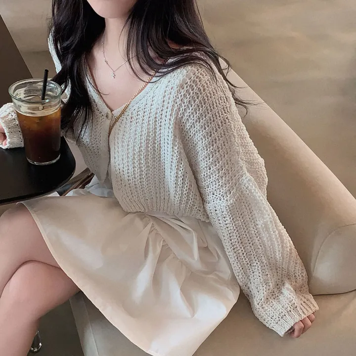 [아방🤍/new신상!]누가봐도 아방핏, 왕크롭 썸머 린넨 부클 원버튼 루즈핏 가디건 상세 이미지 7